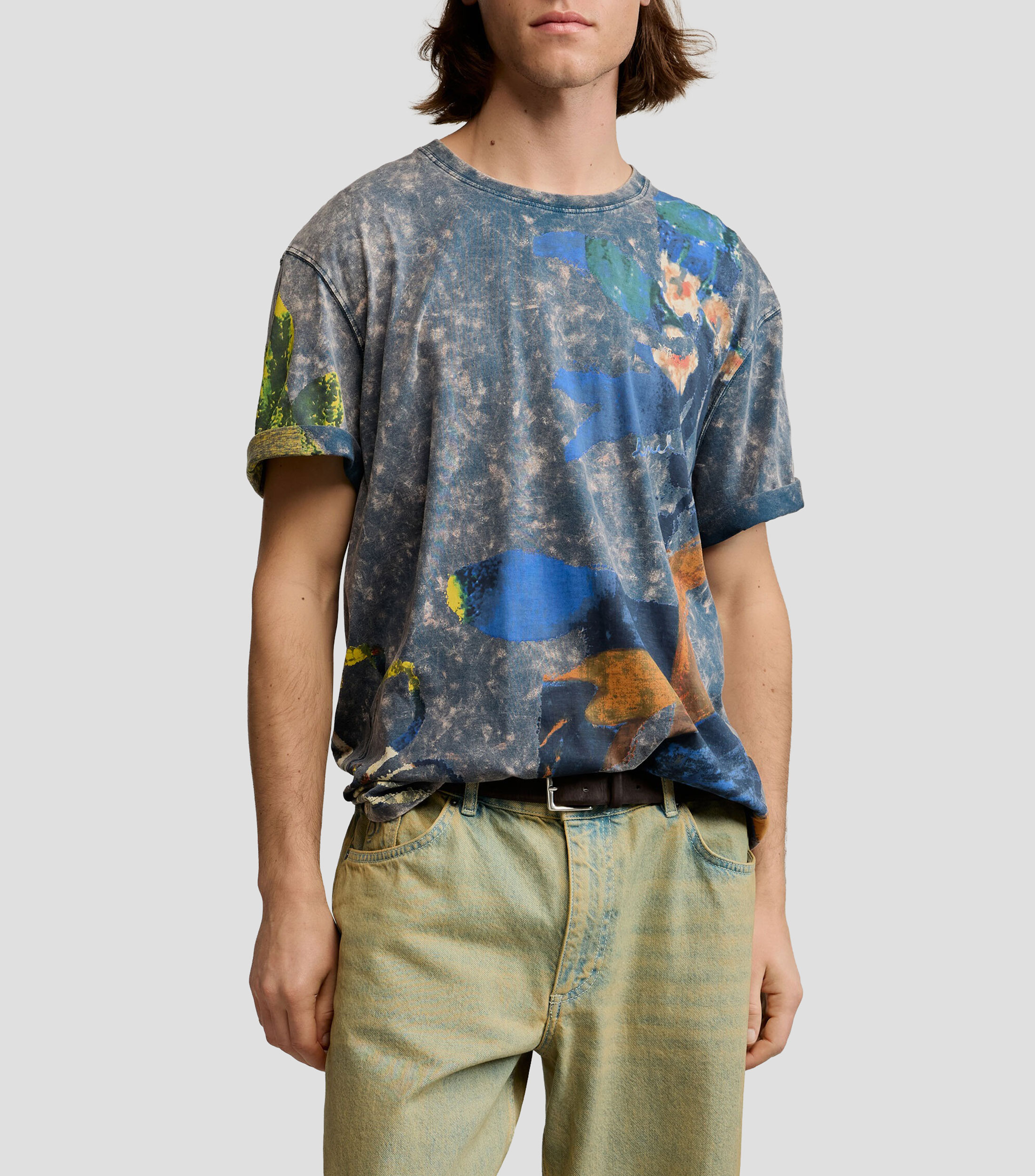 Playera cuello redondo manga corta estampada Hombre
